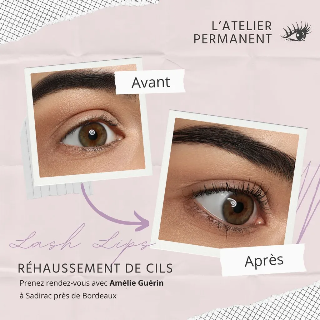 Avant après rehaussement des cils : lash lips